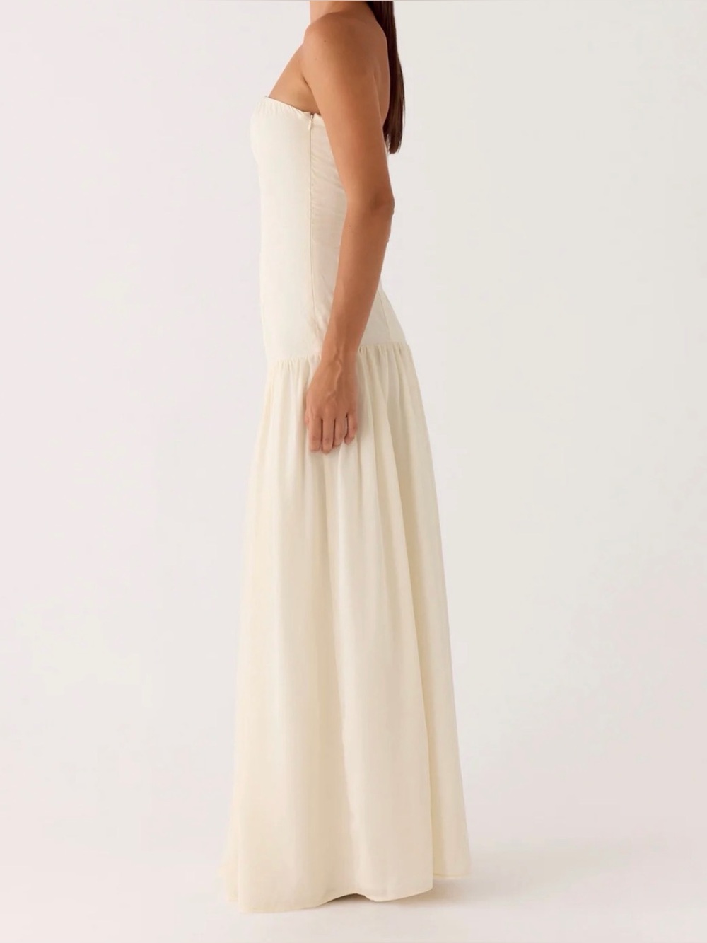 Strapless ivory Maxi Dress - Elegant Evening Gown - Picture 2 of 9